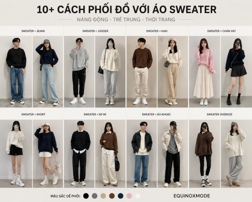 Cách phối đồ cho áo sweater nam nữ