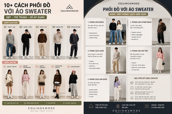 Cách phối đồ với áo Sweater