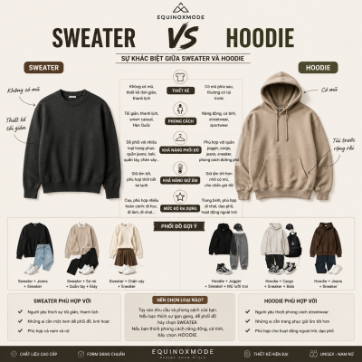 Sweater và hoodie khác nhau như thế nào